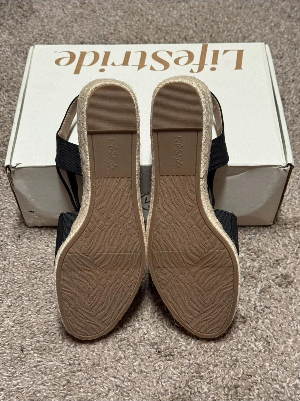 Lifestride Katrina 2 Black canvas Espadrille Wedges - Women 8.5M NEW